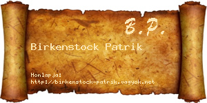 Birkenstock Patrik névjegykártya